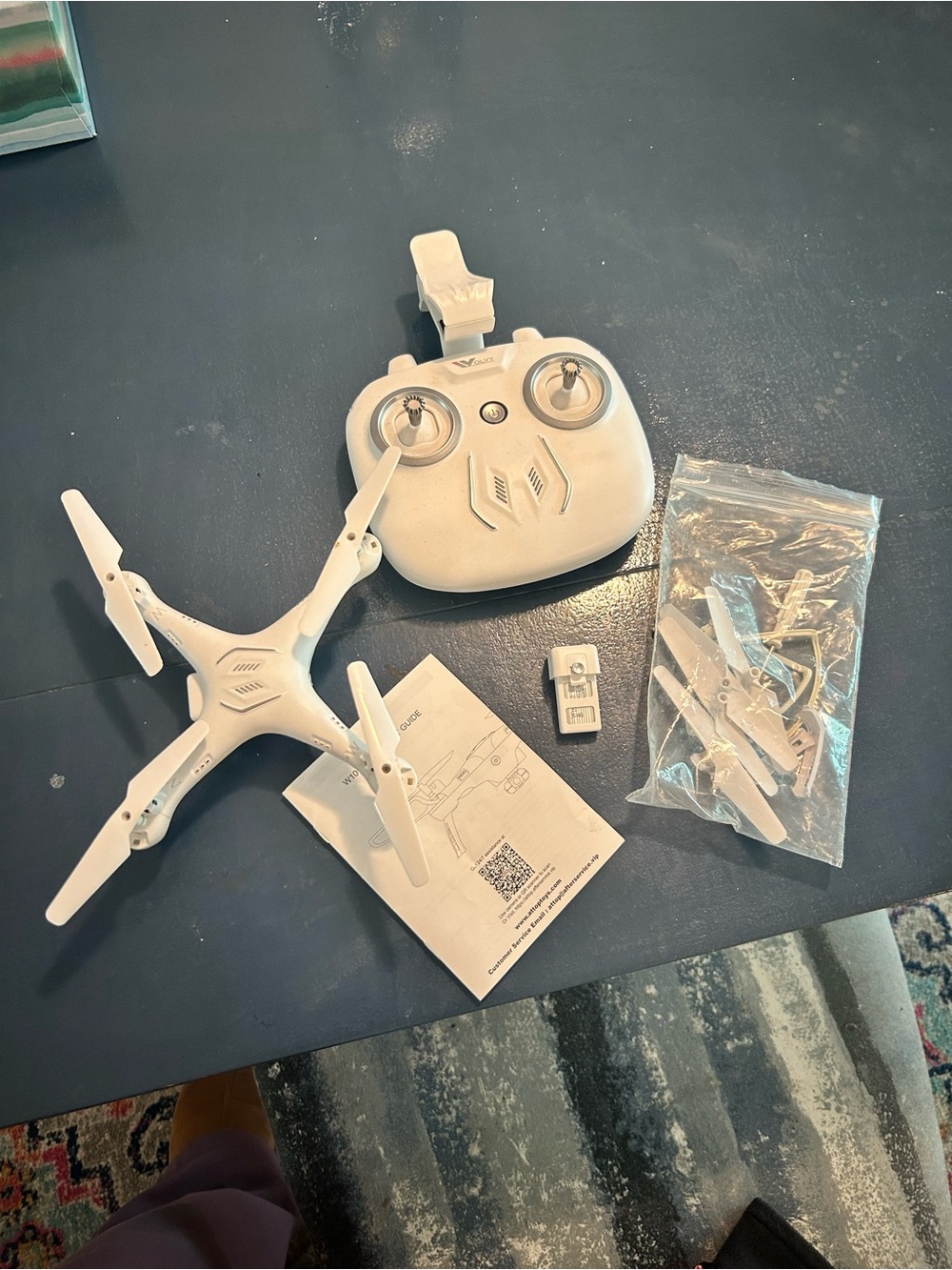 White Drone with Remote Controller - Compact Quadcopter